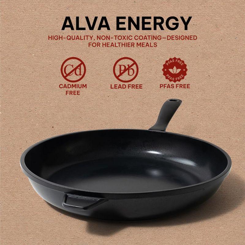 Alva Energy Nonstick Frying Pan Skillet Non Toxic Cast Aluminum Cookware Omelette Pan PFAS, PFOA & PFTE Free, for Cooking Pan Set, Induction Safe, Add to Your Pots and Pans Set Cookware