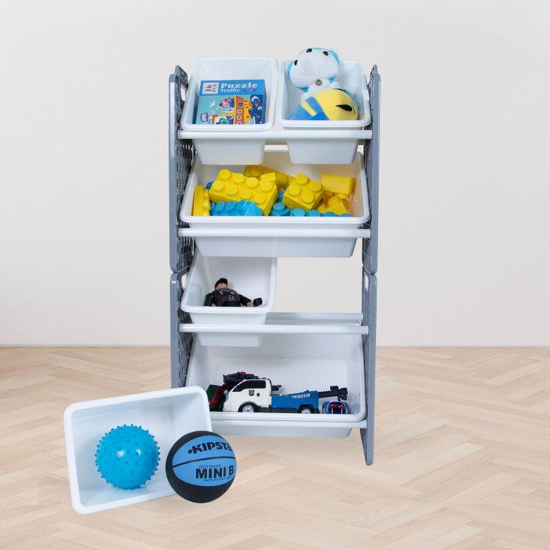 UNiPLAY Toy Organizer With 6 Removable Storage Bins and Block Play Panel, Multi-Size Bin Organizer