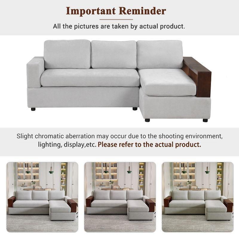 Christopher Knight Home Tanner 87" Modern Chenille Upholstered Sectional Sofa with Reversible Armrests, Gray