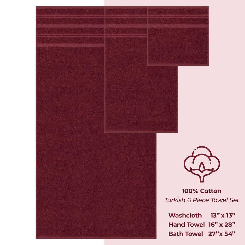 American Soft Linen 6 Piece Towel Set, 100% Cotton Bath Towels for Bathroom, Bordeaux Red