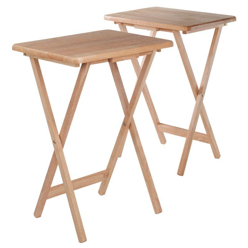 2pc Alex Snack Table Set Natural - Winsome: Solid Wood, Foldable, No Assembly Required