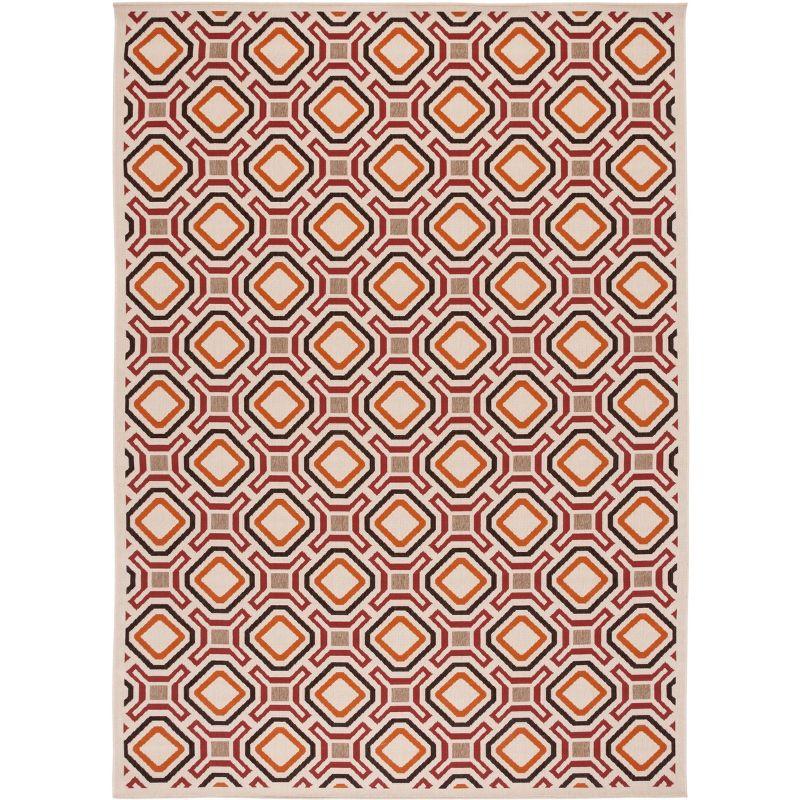 Veranda VER089 Power Loomed Indoor/Outdoor Area Rug - Creme/Red - 8'x11' - Safavieh