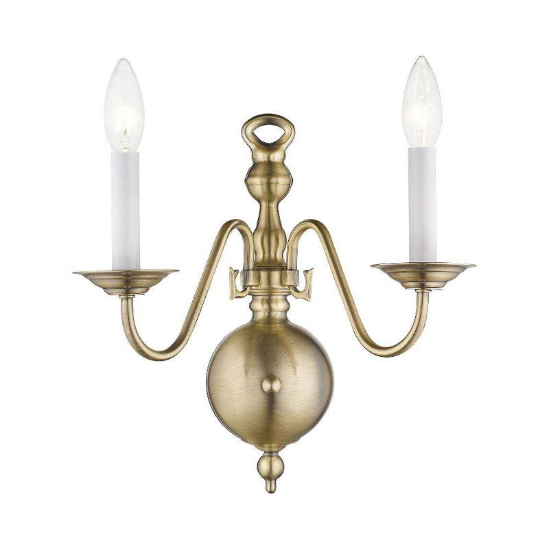 Williamsburgh Antique Brass 2-Light Dimmable Wall Sconce