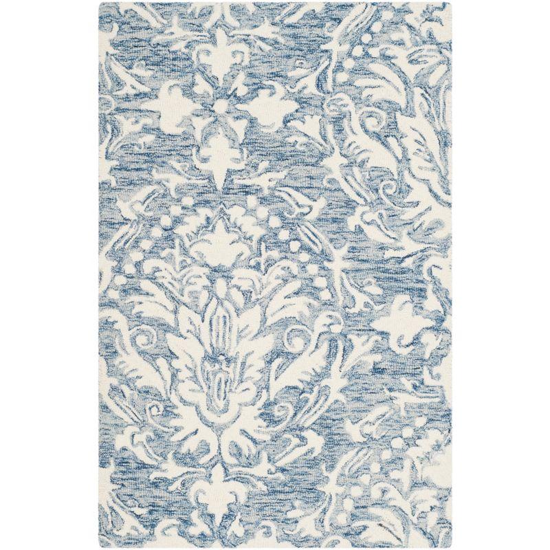 Blossom BLM107 Hand Tufted Indoor Runner Rug - Blue/Ivory - 2'6"x4' - Safavieh