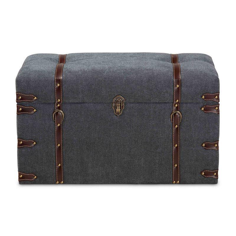 Palma Modern Transitional Fabric Upholstered Storage Trunk Ottoman Gray - Baxton Studio: Cushioned, Antique Brass Latches, No Assembly Required