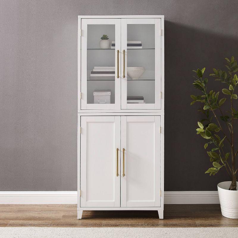 Crosley 70" Roarke Pantry Storage Cabinet with Glass Door Hutch White