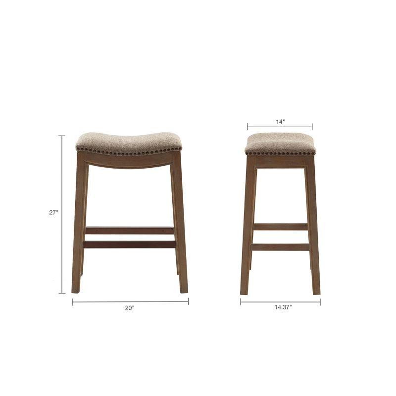 Madison Park Westley Saddle Counter Height Barstools Linen: 27" Upholstered, Wood Legs, 300 lbs Capacity