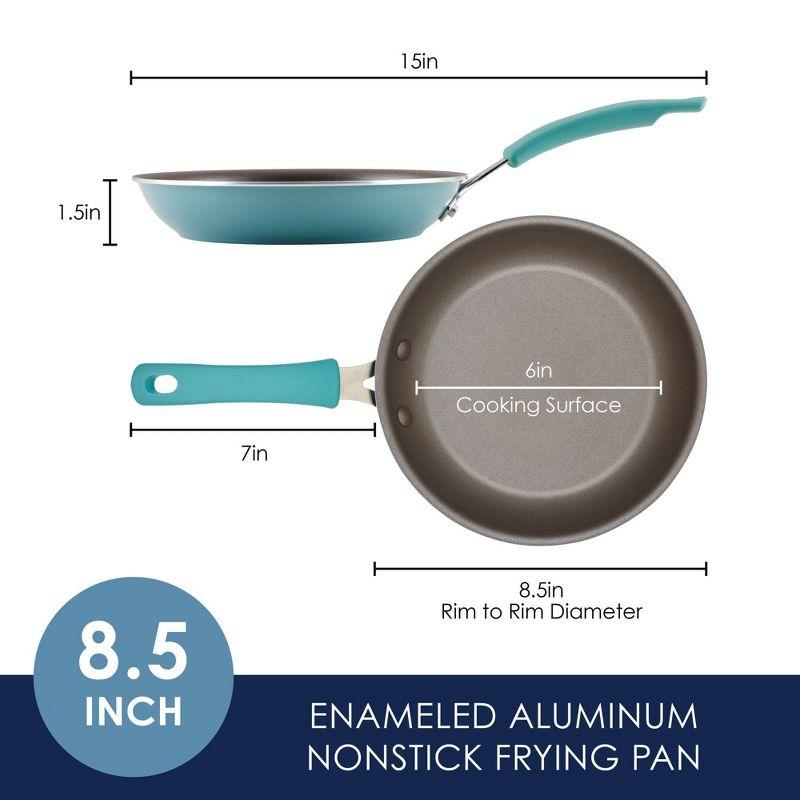 Turquoise Aluminum Nonstick 8.5-Inch Frying Pan with Silicone Handle