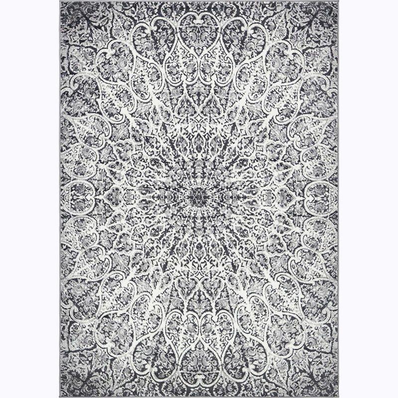 Reversible Dark Gray Synthetic 4'1" x 6'1" Indoor Area Rug