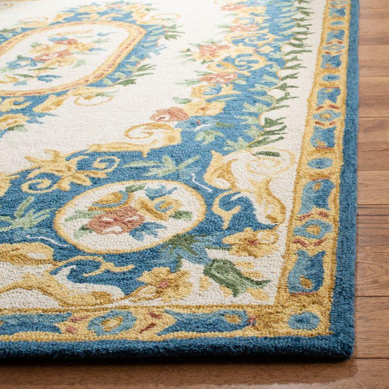 Handmade Medallion Tufted Wool Square Rug - Blue, 5' x 5'