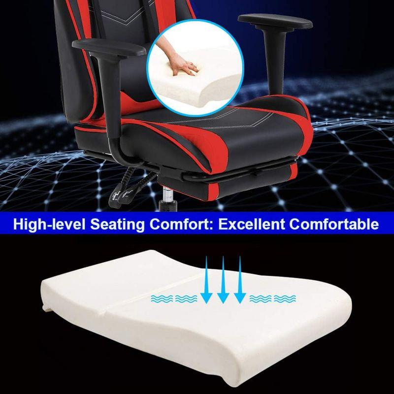 FDW PC Gaming Chair Desk Chair Ergonomic Office Chair Executive High Back PU Leather Racing Computer Chair with Lumbar Support Footrest