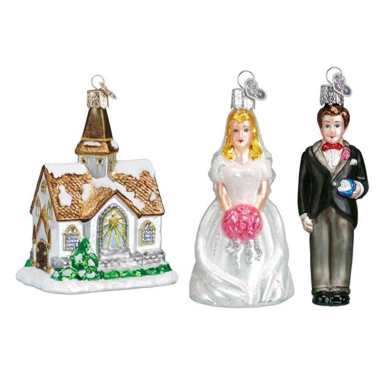 Old World Christmas 4.25 In Wedding Collection Ornament Set/6 Bride Groom Glass Tree Ornaments