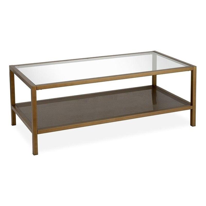 Rigan Brass and Glass Rectangular Coffee Table