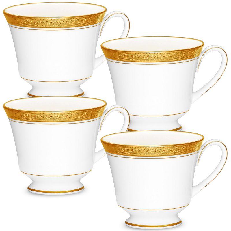 Crestwood Gold Etched Ceramic Teacups, Set of Four