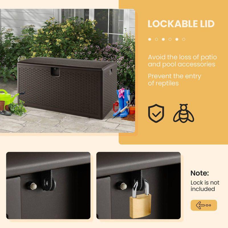 WELLFOR 120 gal Outdoor Waterproof Deck Box Brown