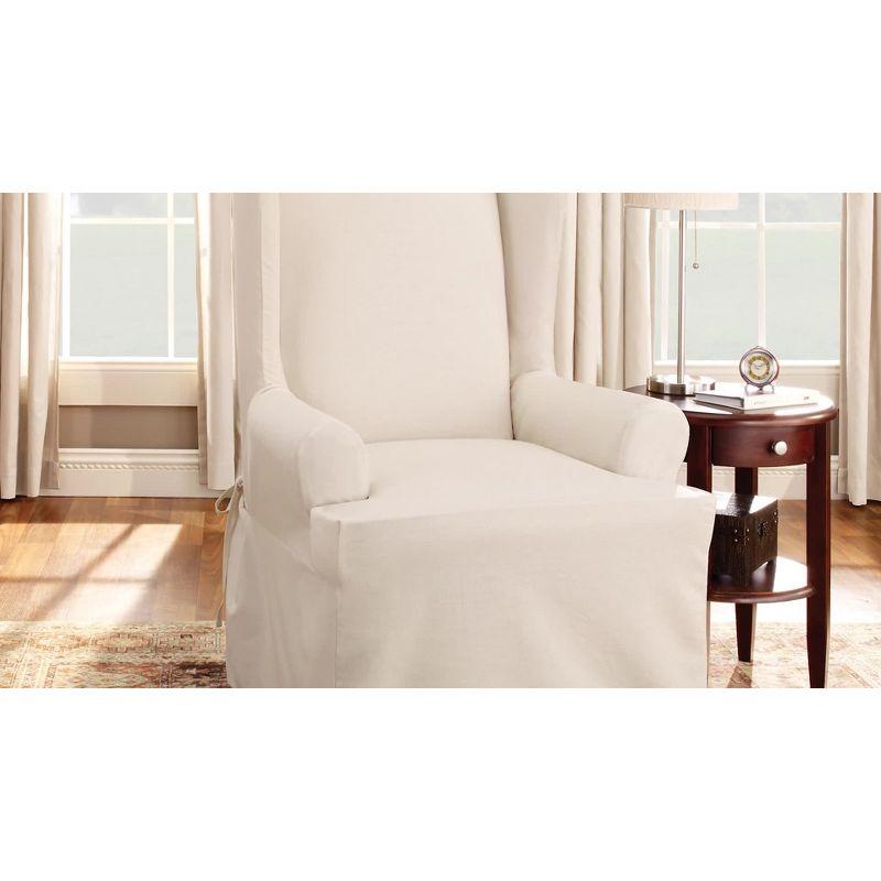 Sure Fit Essential Twill Cotton T-Cushion Wingback Slipcover