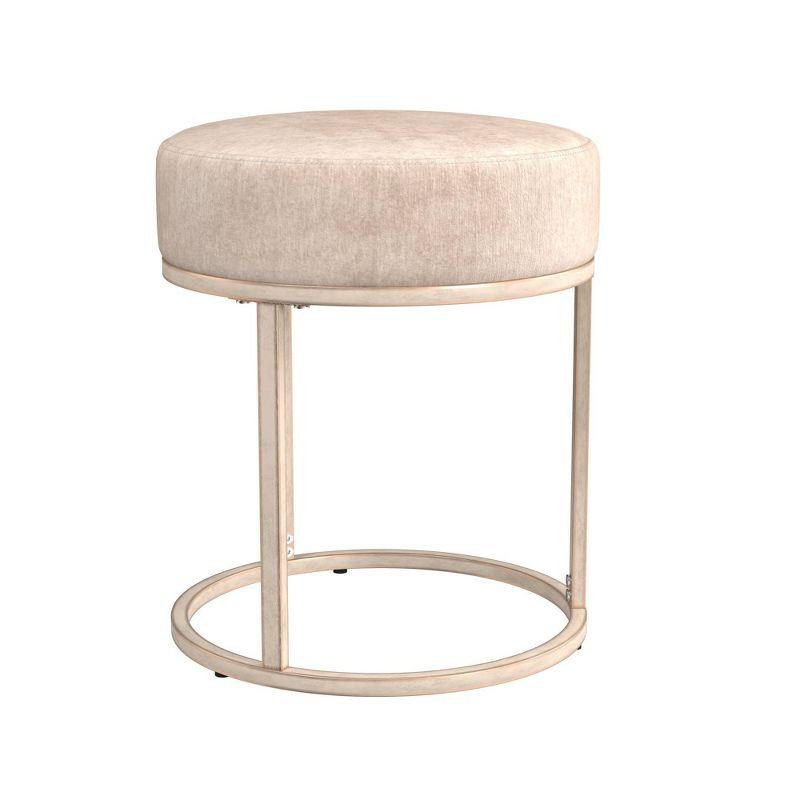 18" Swanson Backless Upholstered Metal Vanity Stool Bone White - Hillsdale Furniture: Round Padded Seat, Modern Design