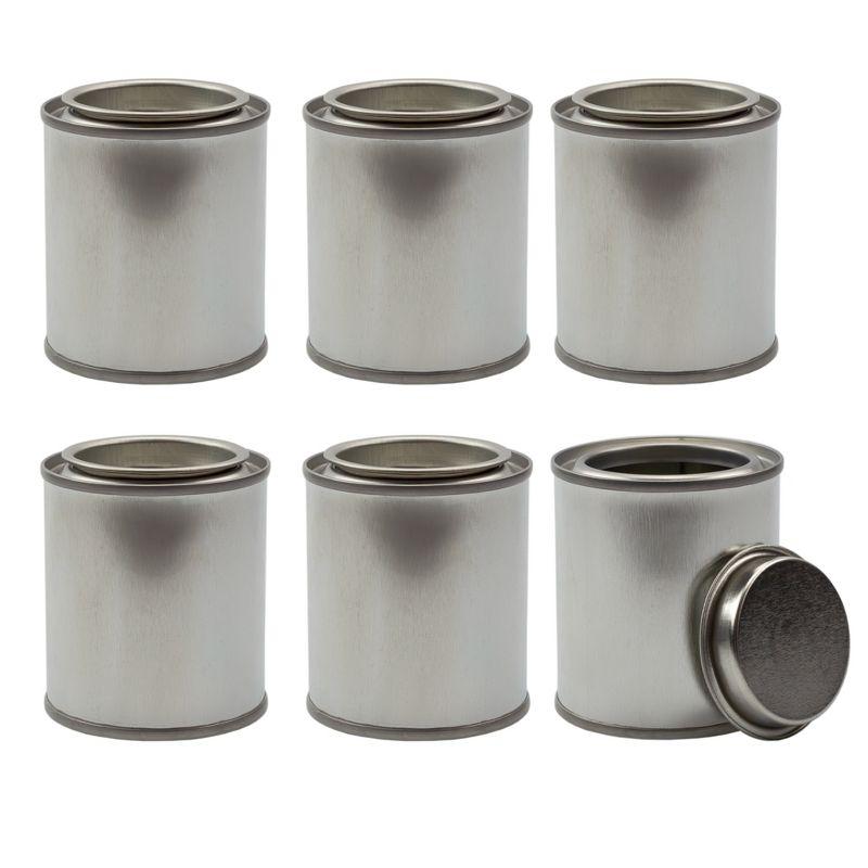 Cornucopia Brands Metal Paint Cans Quarter Pint Size w/ Lids, 6pk, Empty Unlined Mini Paint Pails