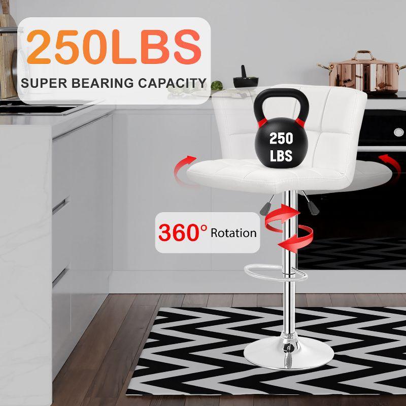 Bar Stools 1 Set Of 2, Counter Height Bar Stools, Square Cushion Bar Stools With Back, Footstool, Cafe, 2 Pieces