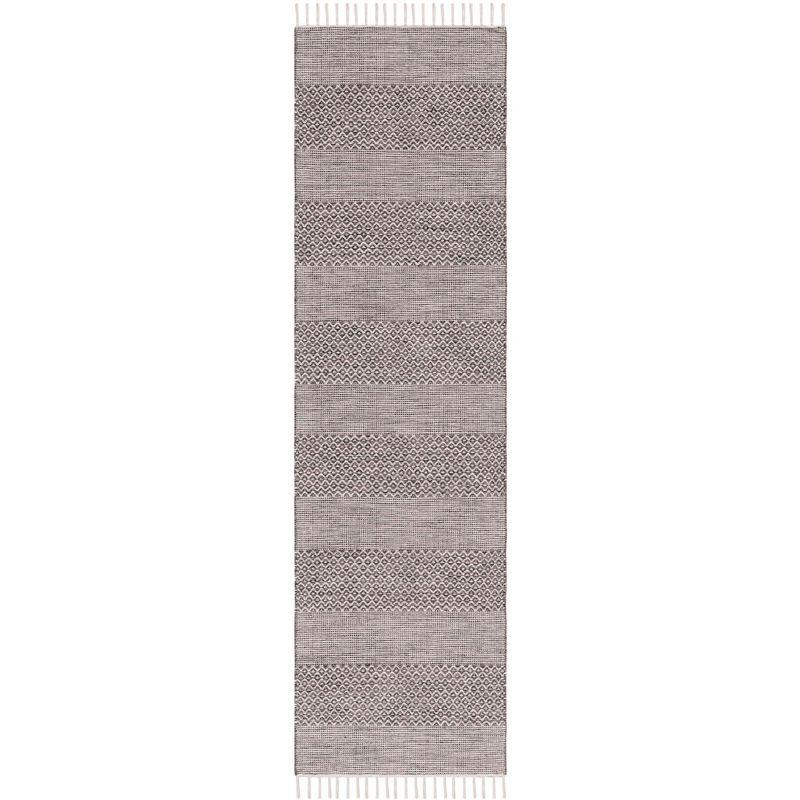 Ivory and Anthracite Handwoven Cotton Stripe Rug