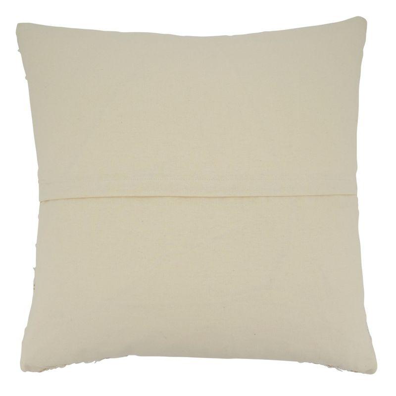 Saro Lifestyle Fringe Stripe Design Throw Pillow With Poly Filling, Ivory, Ivory, 22" x 22"