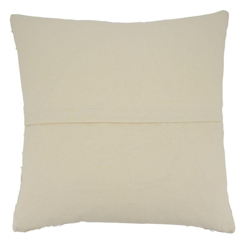 Saro Lifestyle Fringe Stripe Design Throw Pillow With Poly Filling, Ivory