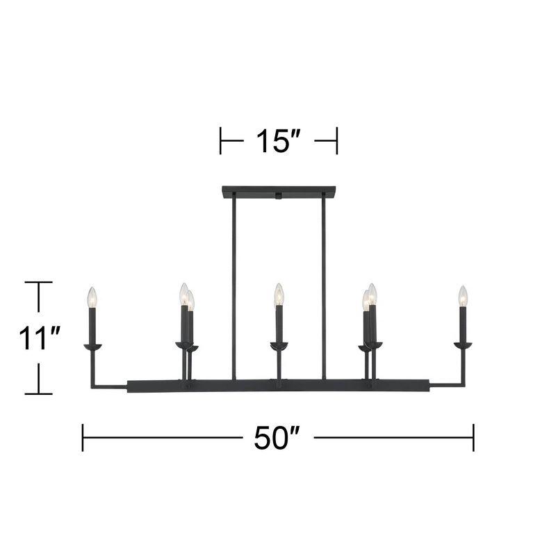 Possini Euro Design Black Linear Pendant Chandelier 50" Wide Industrial 8-Light Fixture for Kitchen Island Dining Room House Foyer