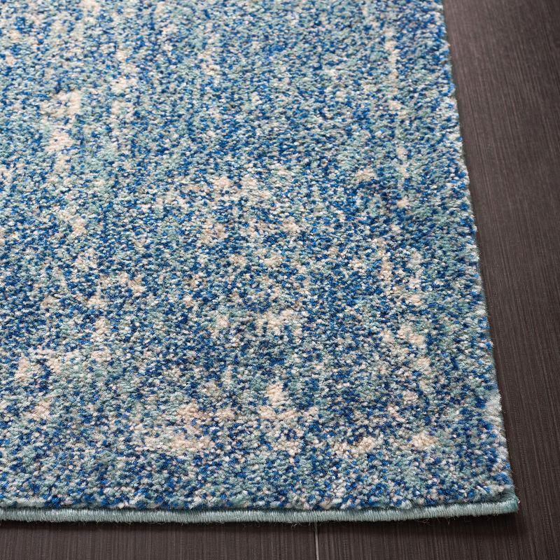 Reversible Blue and Ivory Square Synthetic Area Rug - 9'x9'