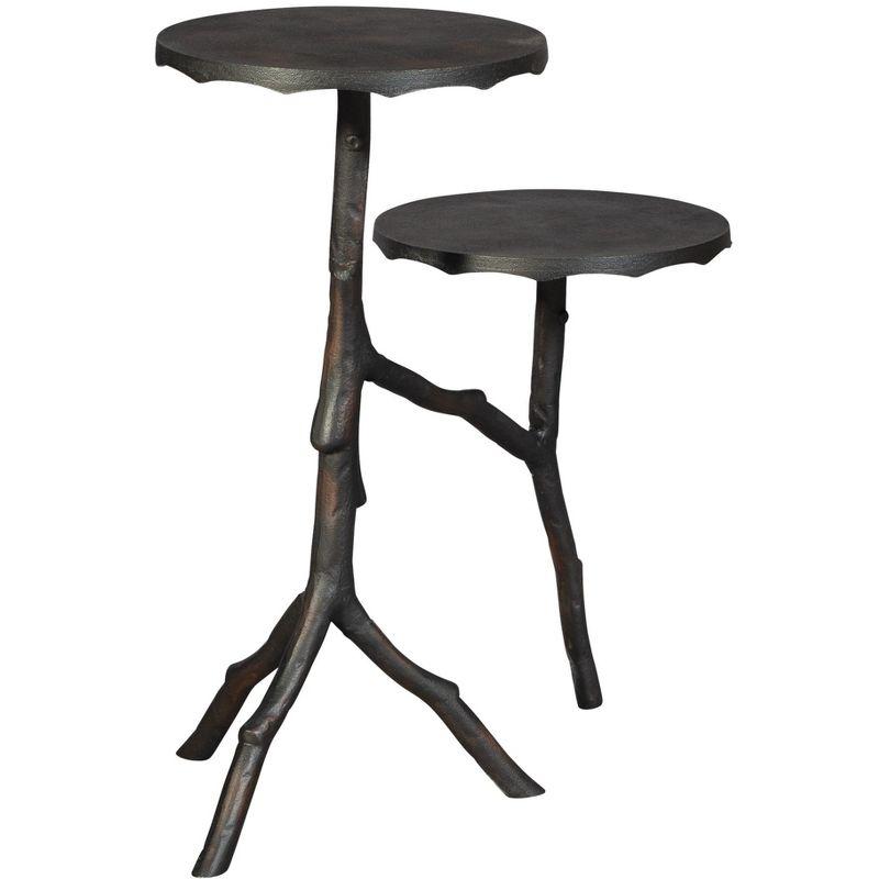 Transitional Twin-Twig 12'' Black/Brown Round Metal & Wood Table