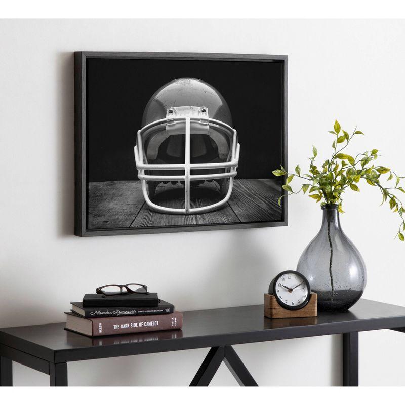 18" x 24" Sylvie Vintage Football Helmet Framed Canvas By Shawn St. Peter Gray - DesignOvation