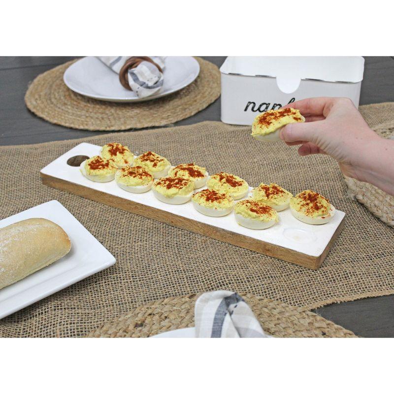 Reversible White Enamel and Mango Wood Deviled Egg Charcuterie Board