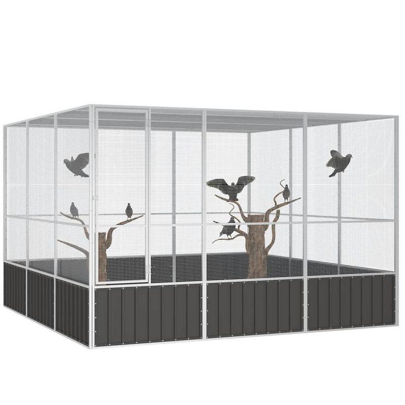 vidaXL Bird Cage Anthracite 119.1"x127.8"x83.3" Galvanized Steel