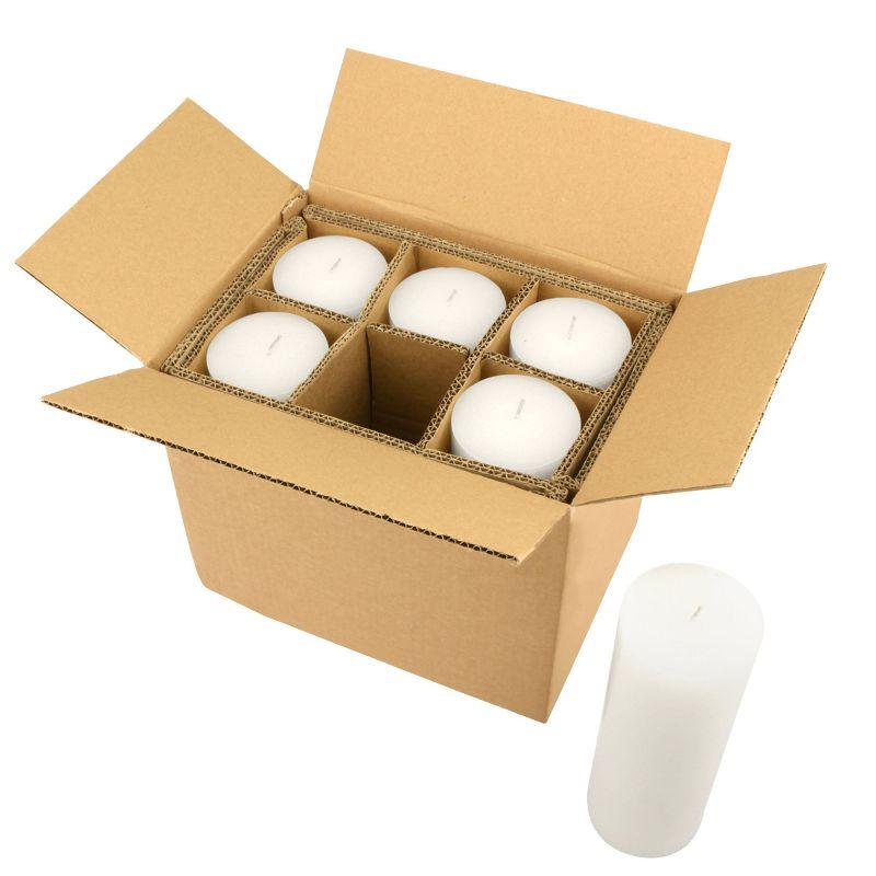 Set of 6 Tall White Unscented Paraffin Pillar Candles