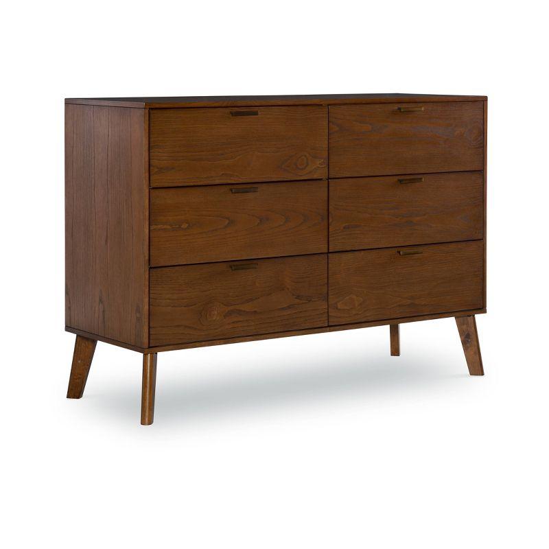 Mid-Century Modern Double Dresser in Walnut with Bronze Hardware