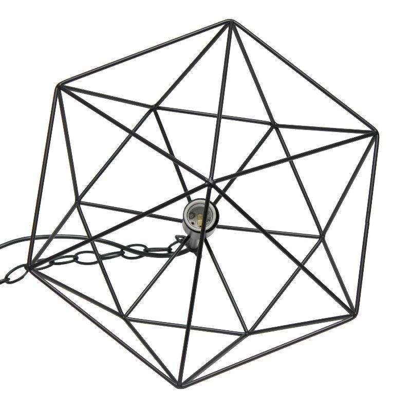 Black Geometric Metal Wire Ceiling Pendant Light