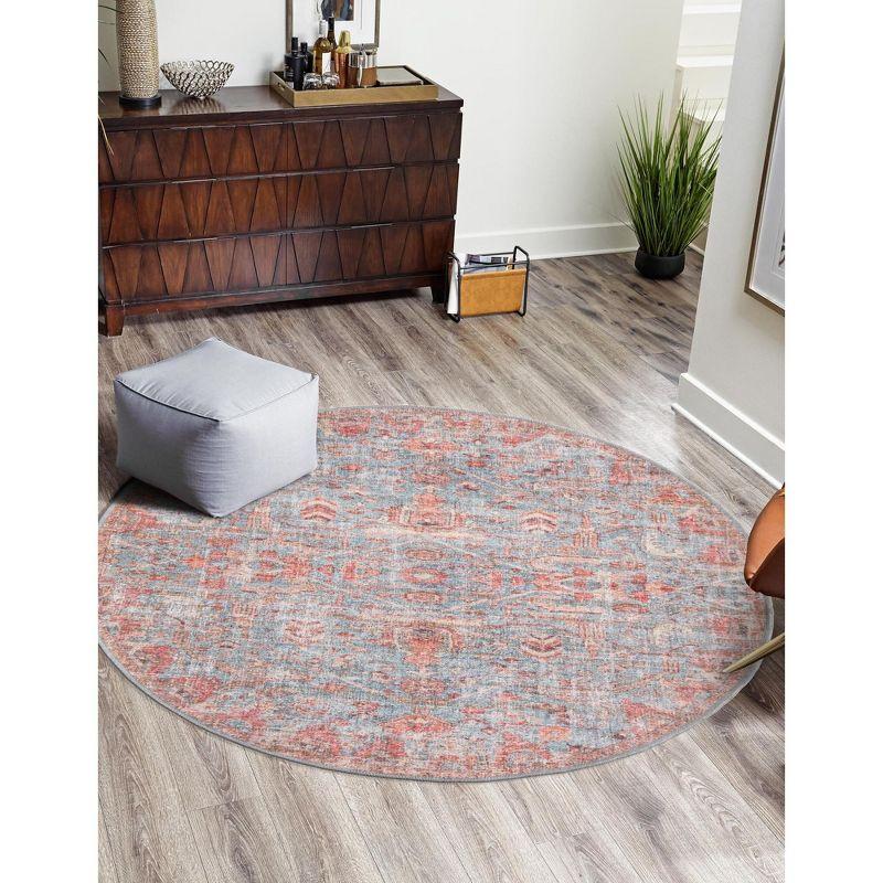 Unique Loom 3' 3 x 3' 3 Nostalgia Olivia Machine Washable Antique Blue Area Rug