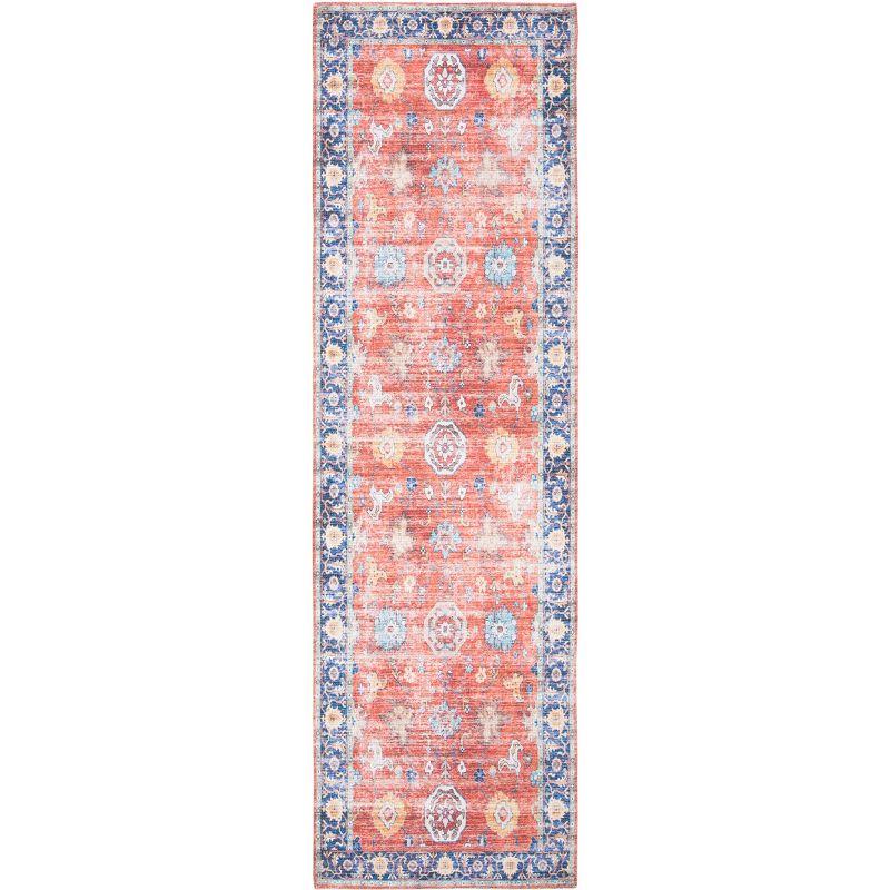 Saffron Blue and Rust Flat Woven Cotton Area Rug