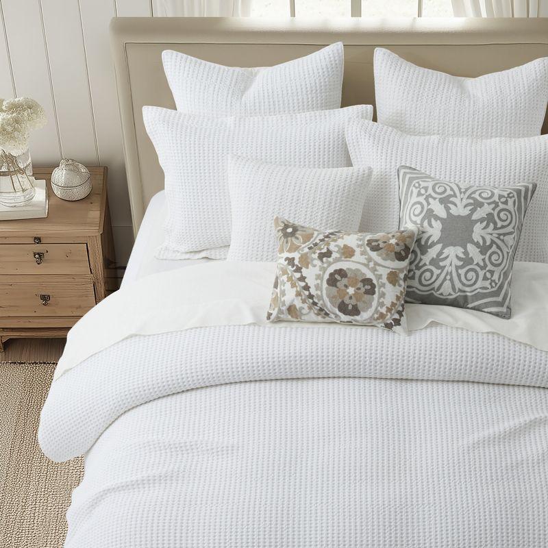 Mills Bright White Duvet Set - One King Duvet and Two King Shams - Levtex Home