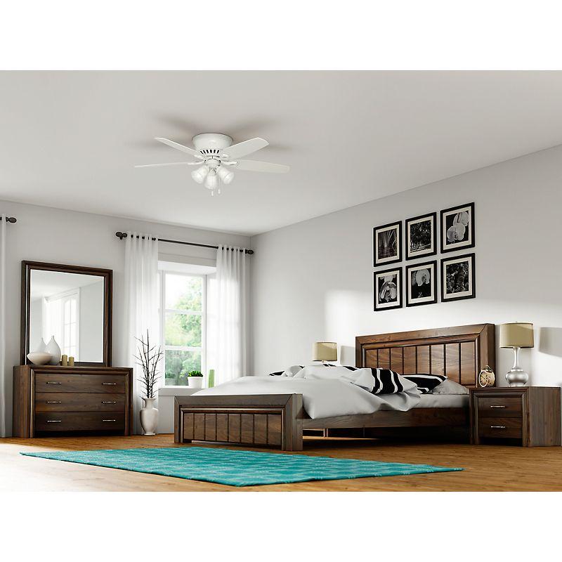 Builder Low Profile 52" 5 - Blade Flush Mount Ceiling Fan with Lights and Pull Chains