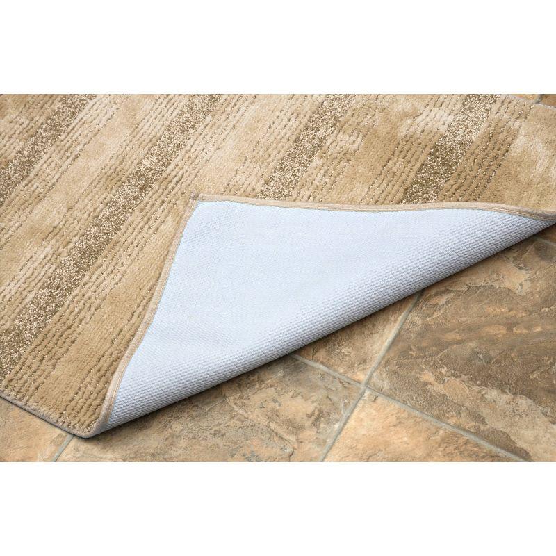 Essence 3-Piece Nylon Washable Bathroom Rug Set in Linen