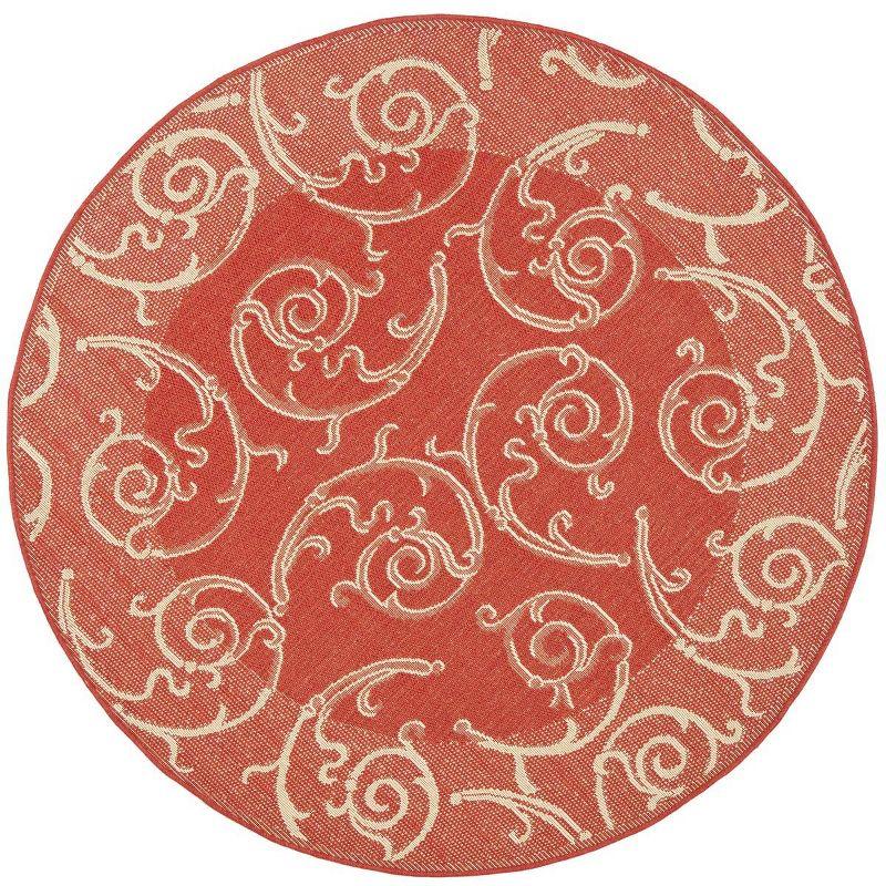 Courtyard CY2665 Power Loomed Indoor and Outdoor Area Rug - Red/Natural - 6'7" Round - Safavieh