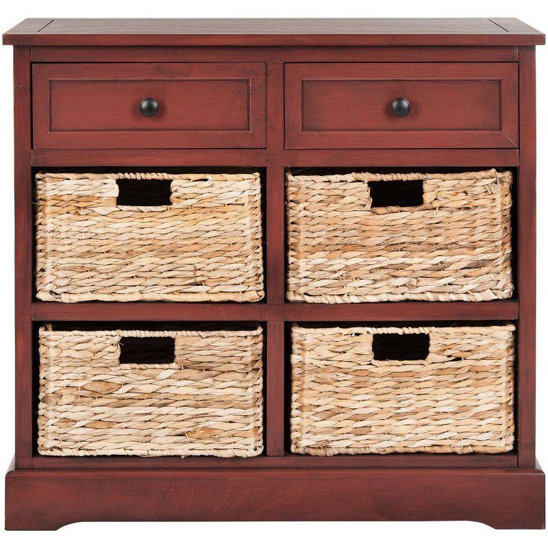 Herman Storage Unit with Wicker Baskets - Red - Safavieh.