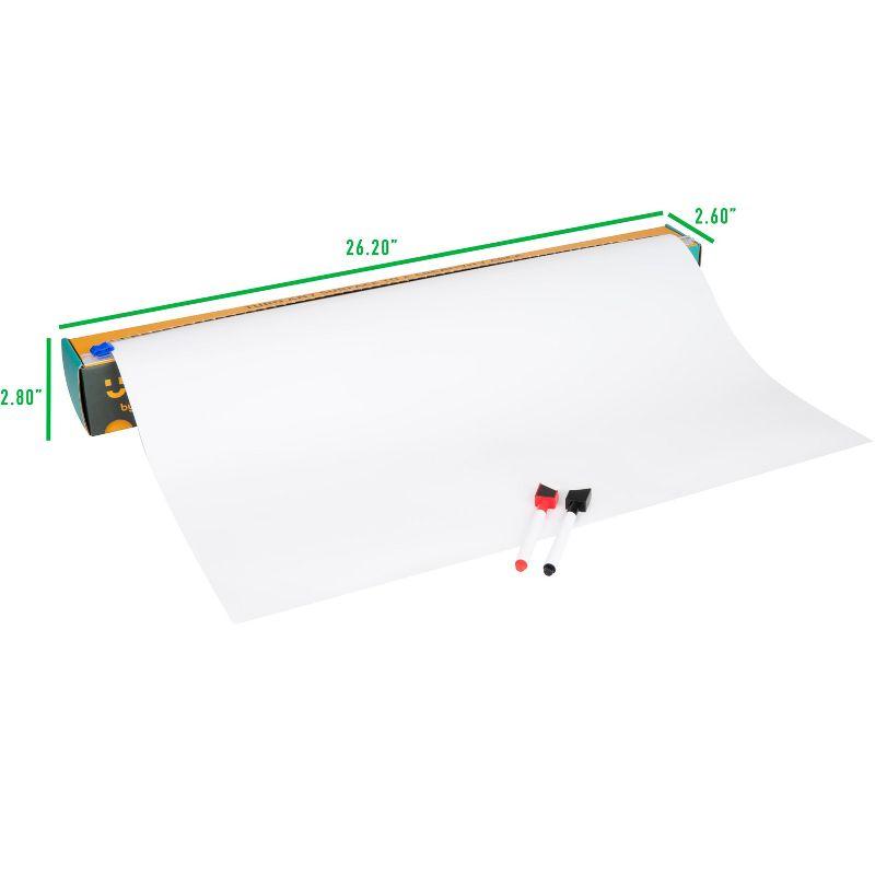 Mind Reader Adhesive Dry Erase Whiteboard Roll, 2 Dry Erase Markers, Planner, Office, 24 inches wide x 10 feet long | Wayfair