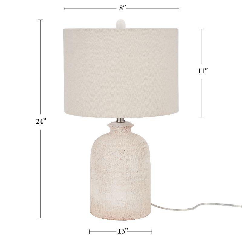 24" White Textured Terracotta Farmhouse Table Lamp