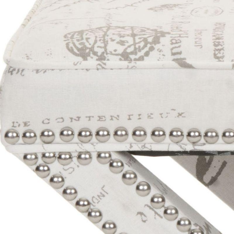 Palmer Ottoman With Silver Nailhead - MCR4589 - Multi/Beige - Safavieh