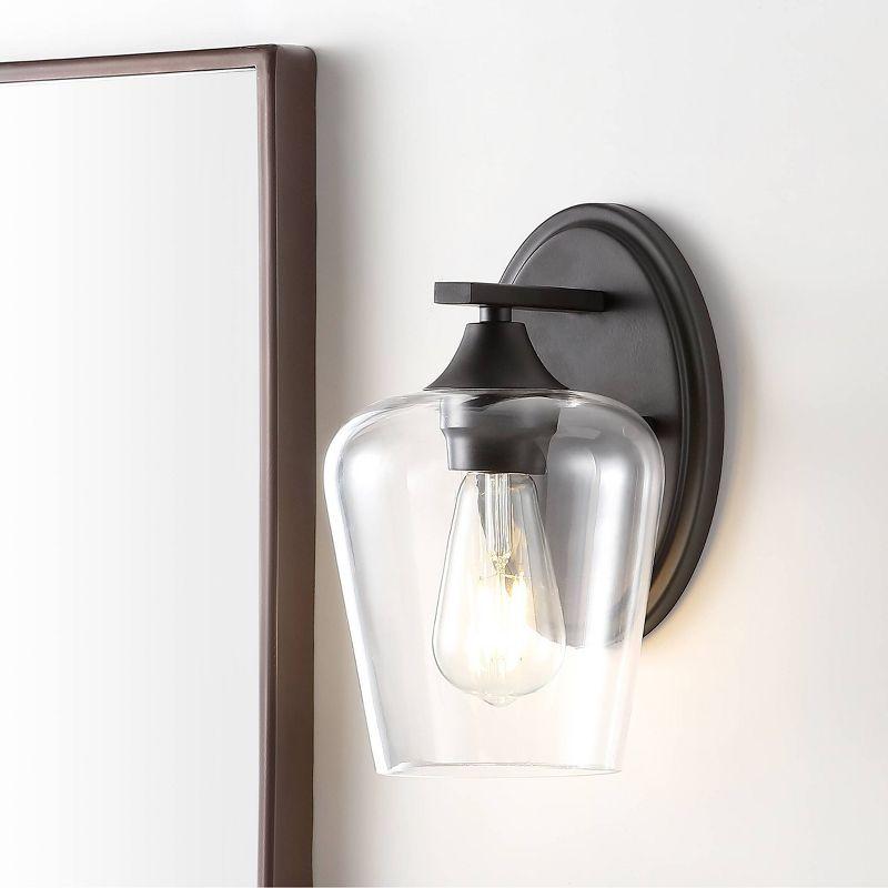 LED Iron/Seeded Glass Jayne Cottage Wall Light Oil Rubbed Bronze - JONATHAN Y