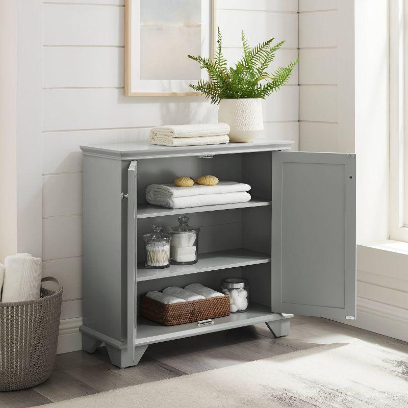 Gray Faux-Louvered Bathroom Storage Cabinet with Adjustable Shelves