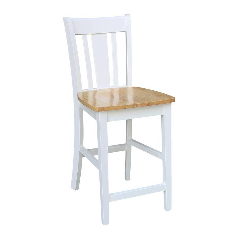 International Concepts 24" San Remo Counter Height Barstool White/Natural: Hardwood Frame, Armless Design, Fixed Seat Height