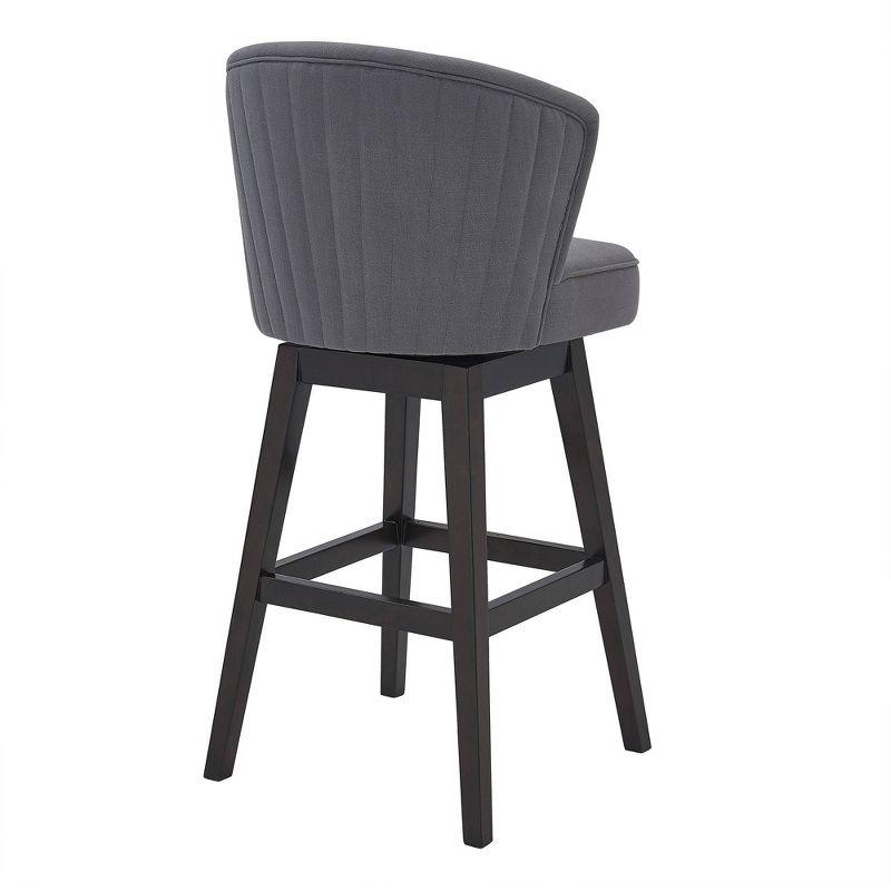 Contemporary Gray Fabric Swivel Counter Stool with Espresso Wood Base