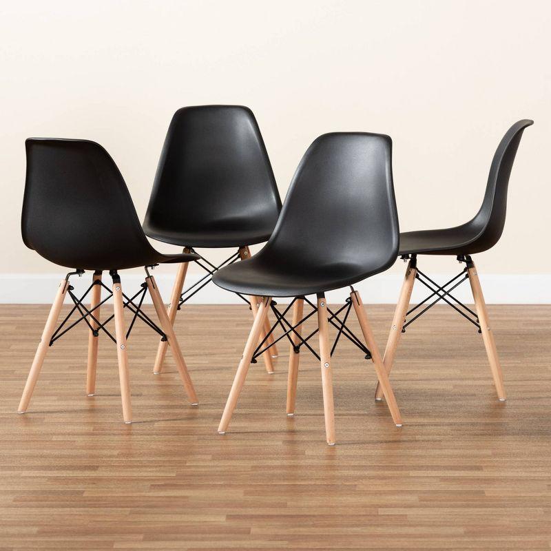 Modern Black and Oak Brown Cane-Back Arm Chair